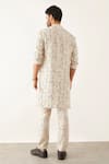 Shop_Son Of A Noble Snob_Ivory Linen Embroidery Halles Grid Floral Print Kurta Set _at_Aza_Fashions