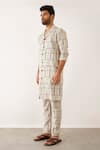 Buy_Son of A Noble Snob_Ivory 100% Linen Printed Geometric Tuba Arches Kurta Set  _Online_at_Aza_Fashions