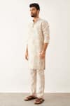 Son Of A Noble Snob_Ivory Linen Halles Catchfly Printed Kurta Set _Online_at_Aza_Fashions