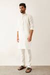 Son Of A Noble Snob White Linen Stela Textured Kurta Set Online at Aza Fashions Son Of A Noble Snob_White Linen Stela Textured Kurta Set _Online_at_Aza_Fashions