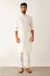 Buy Son Of A Noble Snob White Linen Sequins Aaki Pleated Kurta Set Online at Aza Fashions Buy_Son Of A Noble Snob_White Linen Sequins Aaki Pleated Kurta Set _Online_at_Aza_Fashions