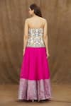 Shop_Samyukta Singhania_Pink Corset Raw Silk Embroidered Thread Sweetheart Floral With Ombre Lehenga _at_Aza_Fashions