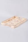 Buy_Assemblage_Beige Mdf Wood With Resin Epoxy Coating Floral Oriental Bird Tray Set - 2 Pcs_at_Aza_Fashions