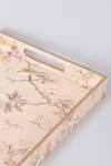 Shop_Assemblage_Beige Mdf Wood With Resin Epoxy Coating Floral Oriental Bird Tray Set - 2 Pcs_at_Aza_Fashions