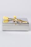 Buy_Assemblage_Silver Resin, Brass, Stainless Steel Tulip Accentuated Gift Box_at_Aza_Fashions