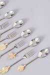 Assemblage_Silver Brass, Stainless Steel And Spoon And Fork Set_Online_at_Aza_Fashions