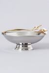 Shop Assemblage Silver Brass, Stainless Steel And Floral Fruit Bowl at Aza Fashions Shop_Assemblage_Silver Brass, Stainless Steel And Floral Fruit Bowl_at_Aza_Fashions