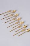 Buy_Assemblage_Gold Stainless Steel With Glass Pvd Coating Spoon And Fork Set_at_Aza_Fashions