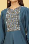Buy_Samyukta Singhania_Grey Cotton, Silk Round Neck Geometric Pattern Straight Kurta And Pant Set_Online_at_Aza_Fashions