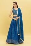 Buy_Naintara Bajaj_Blue Embroidery Sequins V Neck Lehenga Set_at_Aza_Fashions