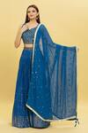 Buy_Naintara Bajaj_Blue Embroidery Sequins V Neck Lehenga Set_Online_at_Aza_Fashions