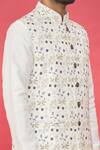 Shop_Nero by Shaifali and Satya_White Silk Straight Hem Bundi And Kurta Set_Online_at_Aza_Fashions