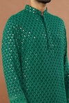 Shop_Aham-Vayam_Green Cotton Sequins Mughal Embroidered Kurta And Patiala Set _Online_at_Aza_Fashions