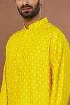 Shop_Aham-Vayam_Yellow Silk, Cotton Sequins Maharaja Embroidered Kurta And Patiala Set _Online_at_Aza_Fashions