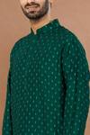 Shop_Aham-Vayam_Green Silk Blend Embroidered Floral Maharaja Kurta And Churidar Set _Online_at_Aza_Fashions