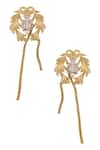 Shop_Ae-Tee_Gold Plated Crystal Tassel Earrings _at_Aza_Fashions