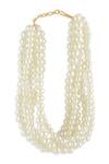 Shop_Ahaanya_White Pearl Multi Layered Choker_at_Aza_Fashions