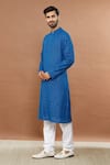 Buy_Aham-Vayam_Blue Cotton Embroidery, Sequins Nilanjan Kurta And Churidar Set _Online_at_Aza_Fashions