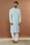 Buy_Aham-Vayam_Blue Cotton Sequins Mughalkaari Embroidered Kurta Set _Online_at_Aza_Fashions