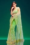 Buy_DILNAZ_Green Embroidered Sequin Saree  _at_Aza_Fashions