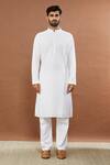 Buy_Aham-Vayam_White Cotton Blend Embroidered Leaf Ahimsa Kurta Set _Online_at_Aza_Fashions