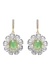 Shop_The Alchemy Studio_Silver Plated Embellished Arya Emerald And Uncut Diamond Earrings _at_Aza_Fashions