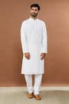 Buy_Aham-Vayam_White Cotton Sequins Ahimsa Embroidered Kurta And Churidar Set _Online_at_Aza_Fashions