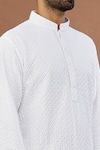 Shop_Aham-Vayam_White Cotton Sequins Ahimsa Embroidered Kurta And Churidar Set _Online_at_Aza_Fashions