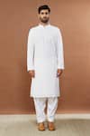 Buy_Aham-Vayam_White Cotton Sequins, Embroidery Ahimsa Kurta And Patiala Set _Online_at_Aza_Fashions