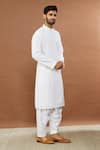 Shop_Aham-Vayam_White Cotton Sequins, Embroidery Ahimsa Kurta And Patiala Set _Online_at_Aza_Fashions