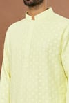 Aham-Vayam_Yellow Cotton Sequins Suryamukhi Embroidered Kurta And Churidar Set _at_Aza_Fashions