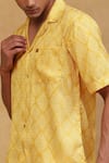 Shop_Soniya G_Yellow Cotton Satin Self Printed Geometric Shirt And Shorts Set _at_Aza_Fashions