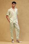 Buy_Soniya G_Green Cotton Satin Embroidery Printed Shirt And Pant Set _Online_at_Aza_Fashions