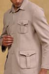 Shop_Soniya G_Beige Crepe Plain Full Sleeve Solid Jacket And Pant Set _at_Aza_Fashions