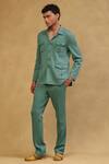 Buy_Soniya G_Emerald Green Crepe Plain Full Sleeve Jacket And Pant Set _Online_at_Aza_Fashions