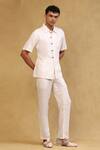 Buy_Soniya G_Ivory Crepe Plain Placket Embellished Shirt And Pant Set _Online_at_Aza_Fashions