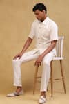 Shop_Soniya G_Ivory Crepe Plain Placket Embellished Shirt And Pant Set _Online_at_Aza_Fashions