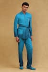 Buy_Soniya G_Blue Crepe Plain Ombre Embroidered Jacket And Pant Set _Online_at_Aza_Fashions