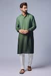 Buy_Chatenya Mittal_Green Cotton Silk Plain Ombre Kurta Set _at_Aza_Fashions