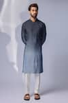 Buy_Chatenya Mittal_Grey Cotton Silk Plain Ombre Kurta With Pant _at_Aza_Fashions