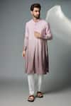 Buy_Chatenya Mittal_Grey Cotton Silk Pastel Ombre Kurta Set_at_Aza_Fashions