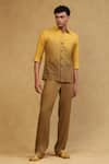 Buy_Soniya G_Yellow Crepe Plain Ombre Half Sleeve Shirt And Pant Set _at_Aza_Fashions