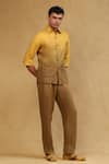 Buy_Soniya G_Yellow Crepe Plain Ombre Half Sleeve Shirt And Pant Set _Online_at_Aza_Fashions