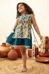 Buy_PlumCheeks_Multi Color 100% Hand Block Cotton Leaf Tropical Dress _at_Aza_Fashions