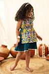 PlumCheeks_Multi Color 100% Hand Block Cotton Leaf Tropical Dress _Online_at_Aza_Fashions