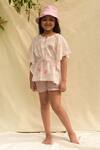 Buy_Plumcheeks_Pink 100% Hand Block Cotton Cloud Kaftan And Shorts Set _at_Aza_Fashions