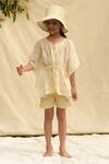Buy_Plumcheeks_Yellow 100% Hand Block Cotton Kaftan And Shorts Set _at_Aza_Fashions