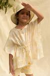 Plumcheeks_Yellow 100% Hand Block Cotton Kaftan And Shorts Set _Online_at_Aza_Fashions