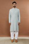 Aham-Vayam_Grey Cotton Bandhan Floral Embroidered Kurta And Patiala Set_Online_at_Aza_Fashions