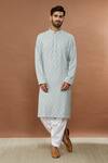 Buy_Aham-Vayam_Grey Cotton Bandhan Floral Embroidered Kurta And Patiala Set_Online_at_Aza_Fashions